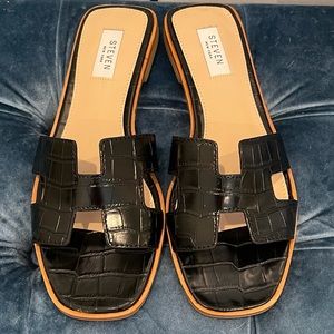 Steven New York Harlien Croc Embossed Slide Sandal
